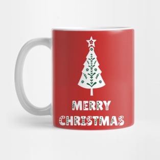 Scandinavian Christmas Tree, Red Green White Mug